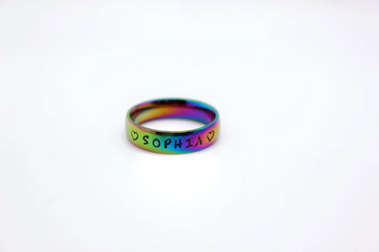 Rainbow Stainless Steel Blank Ring