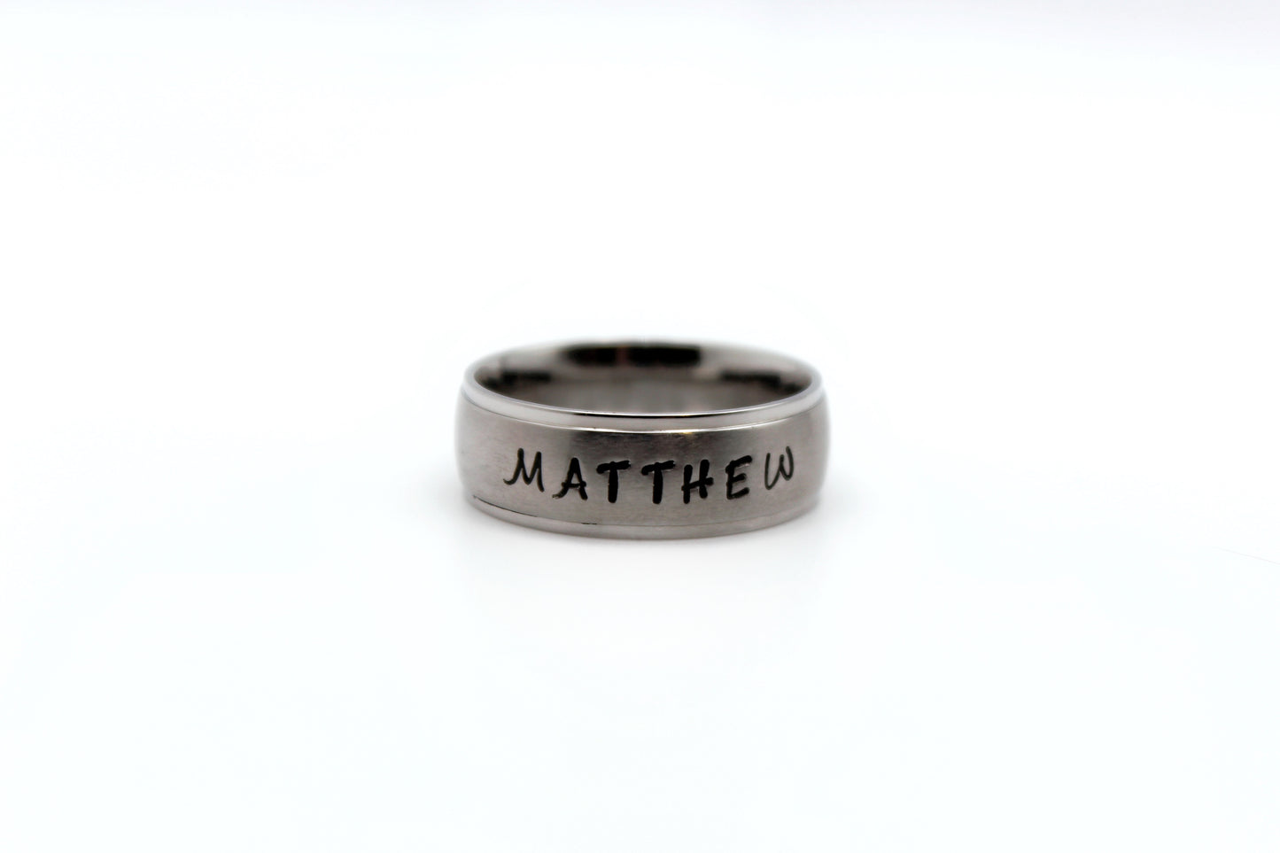 Wide Brushed Center with Polished Edge Stainless Steel Ring