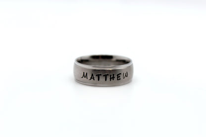 Wide Brushed Center with Polished Edge Stainless Steel Ring